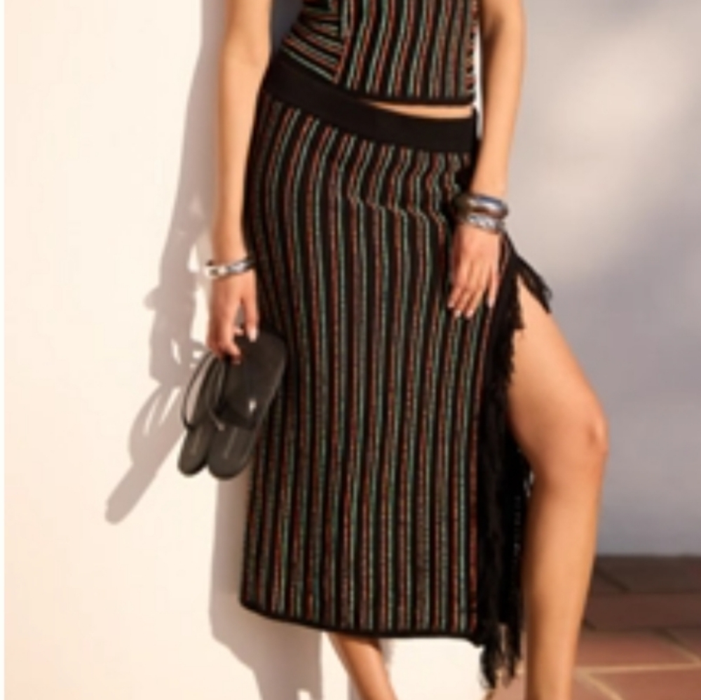 NWT Celandine Fringe Midi Skirt
